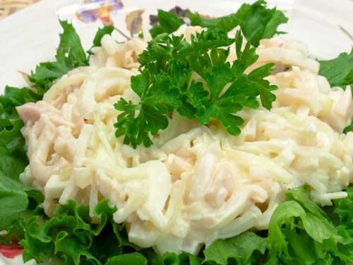 Салат из кальмаров с рисом